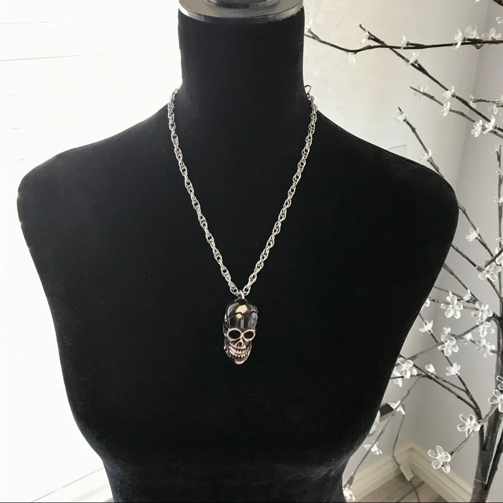 🆕3D Skull Pendant on Twisted Helix Chain Stainless Steel